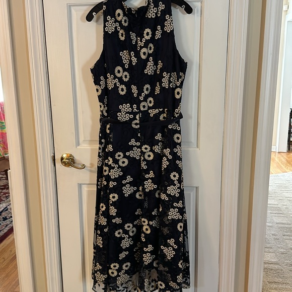Tahari ASL women's sleeveless tea length embroidered dress NWT size 16 zip back - Picture 2 of 3